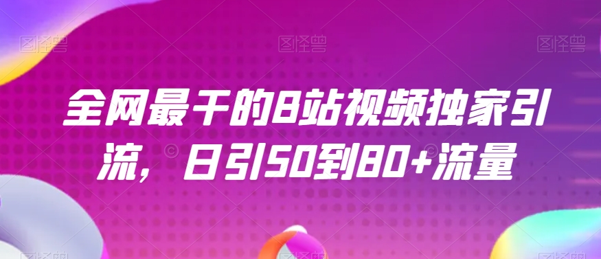 全网最干的B站视频独家引流，日引50到80+流量【揭秘】-私藏资源社