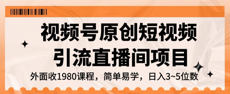 视频号原创短视频引流直播间项目，日入3~5五位数【揭秘】-私藏资源社