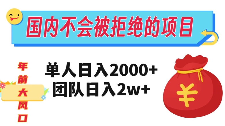 在国内不怕被拒绝的项目，单人日入2000，团队日入20000+【揭秘】-私藏资源社