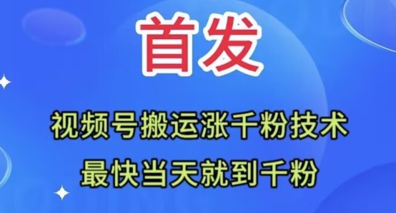 全网首发：视频号无脑搬运涨千粉技术，最快当天到千粉【揭秘】-私藏资源社