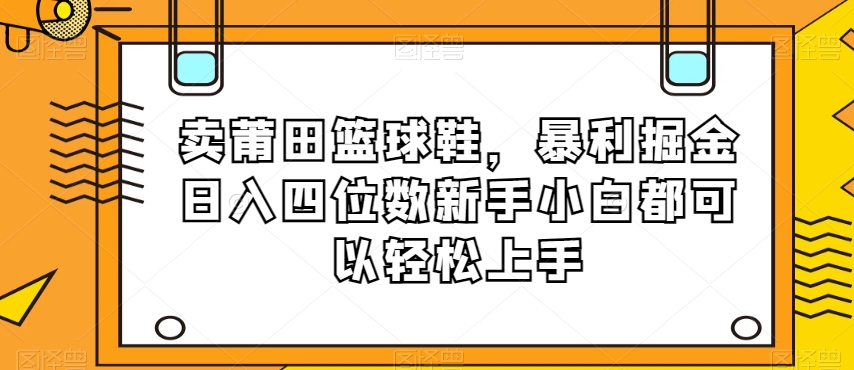 卖莆田篮球鞋，暴利掘金日入四位数新手小白都可以轻松上手【揭秘】-私藏资源社