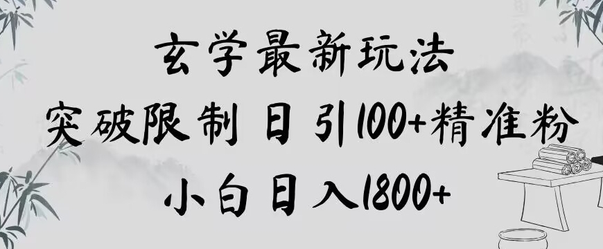 玄学新玩法，突破限制，日引100+精准粉，小白日入1800+【揭秘】-私藏资源社