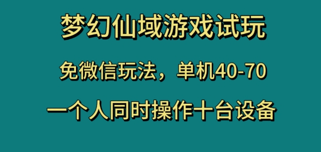 梦幻仙域游戏试玩，免微信玩法，单机40-70，一个人同时操作十台设备【揭秘】-私藏资源社