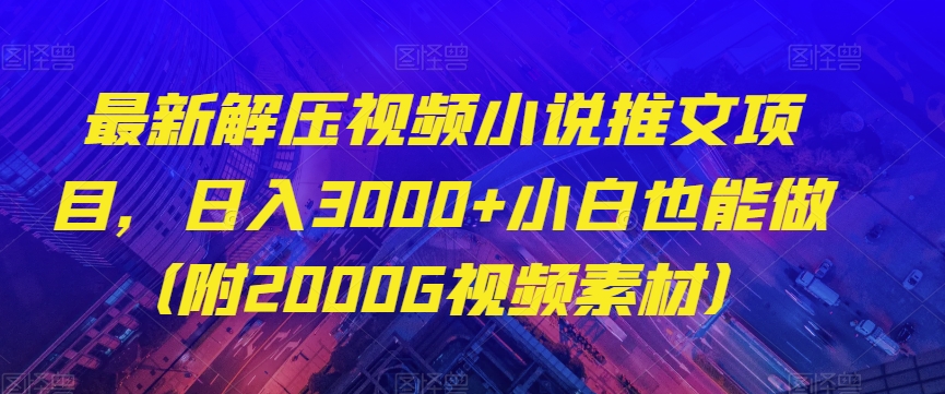 最新解压视频小说推文项目，日入3000+小白也能做（附2000G视频素材）【揭秘】-私藏资源社