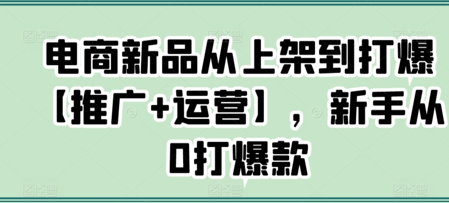 电商新品从上架到打爆【推广+运营】，新手从0打爆款-私藏资源社