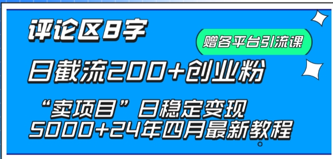 抖音评论区8字日截流200+创业粉 “卖项目”日稳定变现5000+【揭秘】-私藏资源社