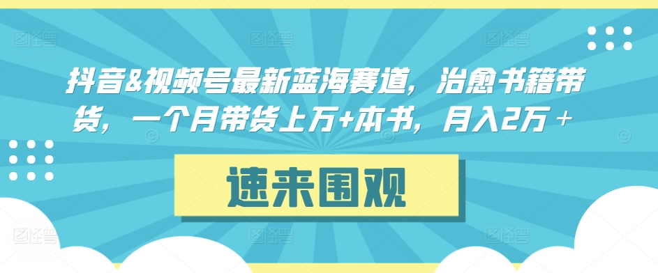 抖音&视频号最新蓝海赛道，治愈书籍带货，一个月带货上万+本书，月入2万＋【揭秘】-私藏资源社