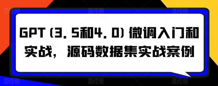 GPT(3.5和4.0)微调入门和实战，源码数据集实战案例-私藏资源社