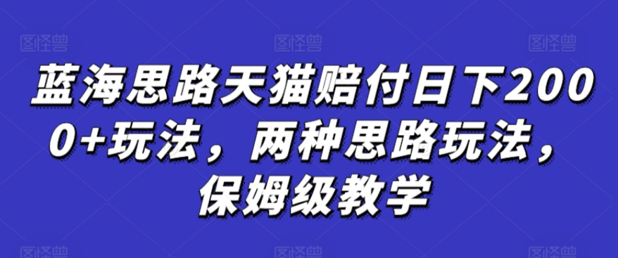 蓝海思路天猫赔付日下2000+玩法，两种思路玩法，保姆级教学【仅揭秘】-私藏资源社