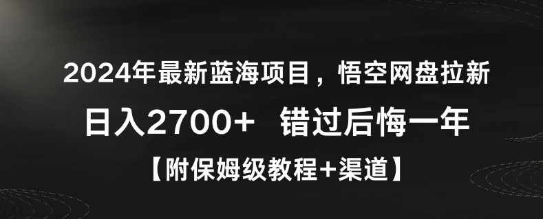 2024年最新蓝海项目，悟空网盘拉新，日入2700+错过后悔一年【附保姆级教程+渠道】【揭秘】-私藏资源社