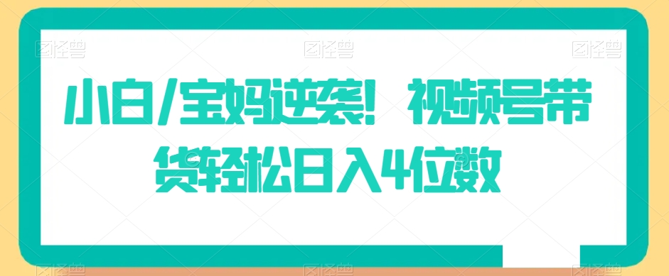 小白/宝妈逆袭！视频号带货轻松日入4位数【揭秘】-私藏资源社