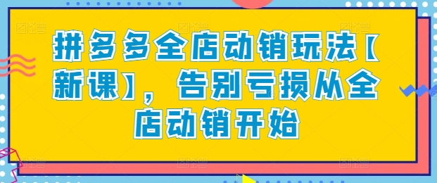 拼多多全店动销玩法【新课】，告别亏损从全店动销开始-私藏资源社