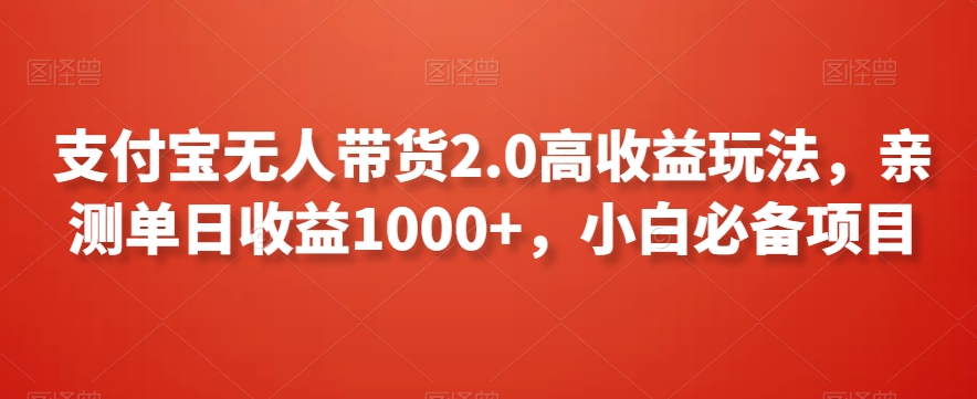 支付宝无人带货2.0高收益玩法，亲测单日收益1000+，小白必备项目【揭秘】-私藏资源社