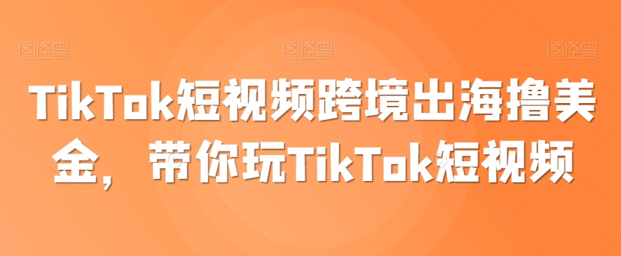 TikTok短视频跨境出海撸美金，带你玩TikTok短视频-私藏资源社