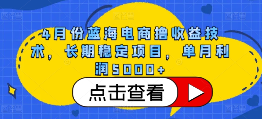 4月份蓝海电商撸收益技术，长期稳定项目，单月利润5000+【揭秘】-私藏资源社