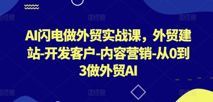 AI闪电做外贸实战课，​外贸建站-开发客户-内容营销-从0到3做外贸AI-私藏资源社