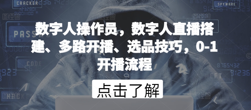 数字人操作员，数字人直播搭建、多路开播、选品技巧，0-1开播流程-私藏资源社