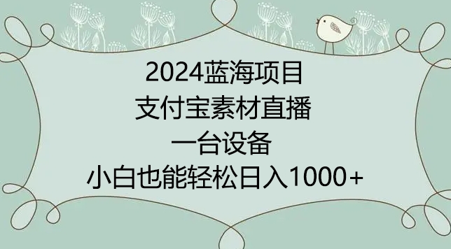 2024年蓝海项目，支付宝素材直播，无需出境，小白也能日入1000+ ，实操教程【揭秘】-私藏资源社