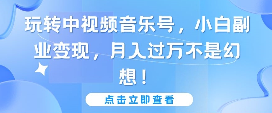 玩转中视频音乐号，小白副业变现，月入过万不是幻想【揭秘】-私藏资源社