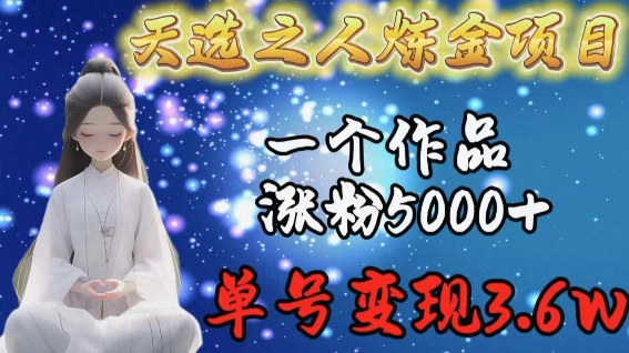 天选之人炼金项目，一个作品涨粉5000+，单号变现3.6w【揭秘】-私藏资源社