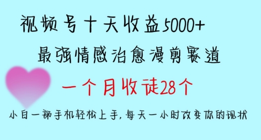 十天收益5000+，多平台捞金，视频号情感治愈漫剪，一个月收徒28个，小白一部手机轻松上手【揭秘】-私藏资源社