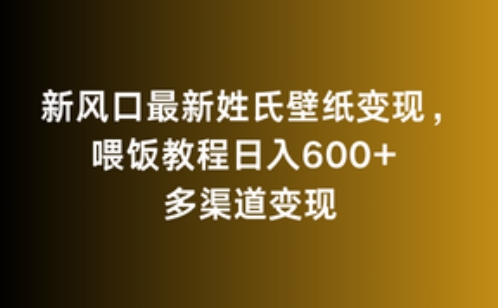 新风口最新姓氏壁纸变现，喂饭教程日入600+【揭秘】-私藏资源社