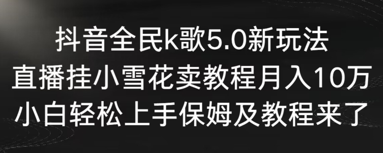 抖音全民k歌5.0新玩法，直播挂小雪花卖教程月入10万，小白轻松上手，保姆及教程来了【揭秘】-私藏资源社