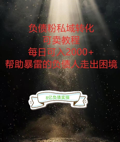 负债粉掘金计划，帮助负债者解决问题，债务规划，债务重组，最好的变现方式【揭秘】-私藏资源社