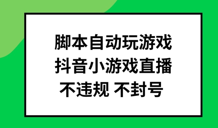 脚本自动玩游戏，抖音小游戏直播，不违规不封号可批量做【揭秘】-私藏资源社