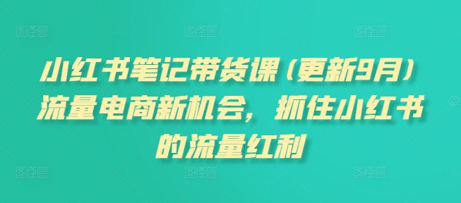 小红书笔记带货课(更新9月)流量电商新机会，抓住小红书的流量红利-私藏资源社