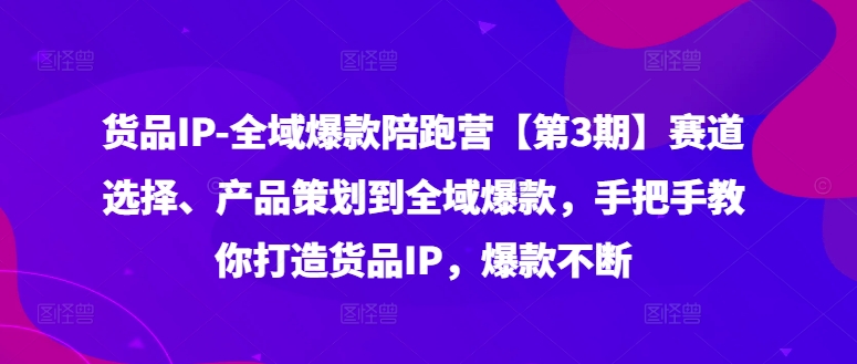 货品IP全域爆款陪跑营【第3期】赛道选择、产品策划到全域爆款，手把手教你打造货品IP，爆款不断-私藏资源社