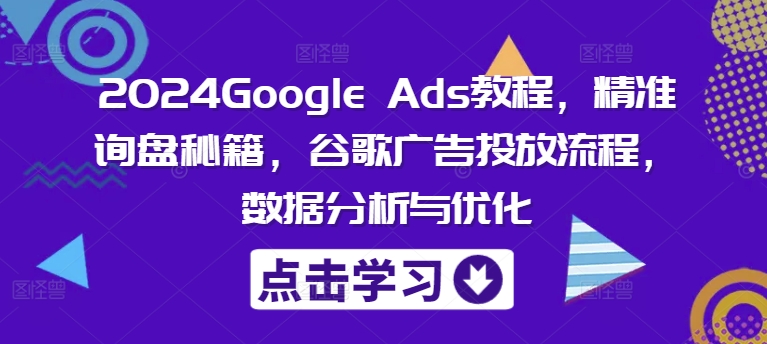 2024Google Ads教程，精准询盘秘籍，谷歌广告投放流程，数据分析与优化-私藏资源社