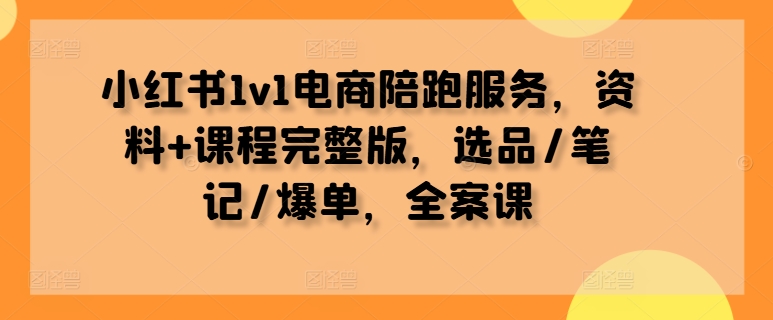 小红书1v1电商陪跑服务，资料+课程完整版，选品/笔记/爆单，全案课-私藏资源社