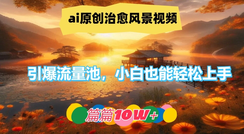 ai原创治愈风景视频，引爆流量池，小白也能轻松上手，篇篇10w+【揭秘】-私藏资源社