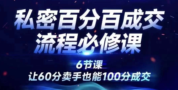 私密百分百成交流程线上训练营，绝对成交，让60分卖手也能100分成交-私藏资源社