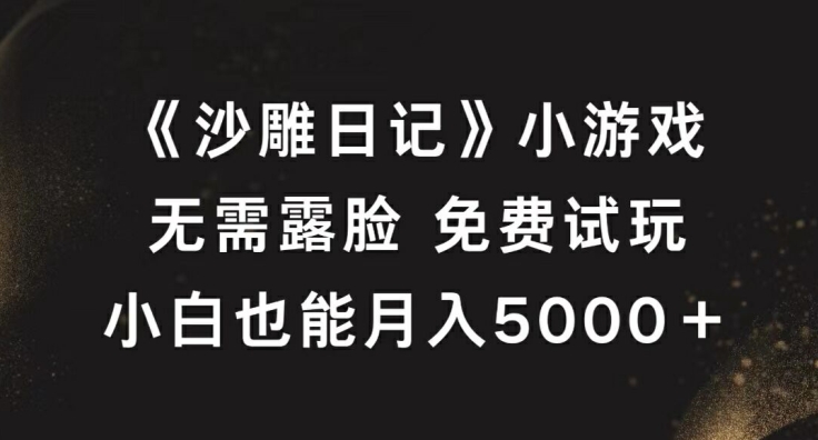 《沙雕日记》小游戏，无需露脸免费试玩，小白也能月入5000+【揭秘】-私藏资源社