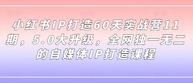 小红书IP打造60天实战营11期，5.0大升级，全网独一无二的自媒体IP打造课程-私藏资源社