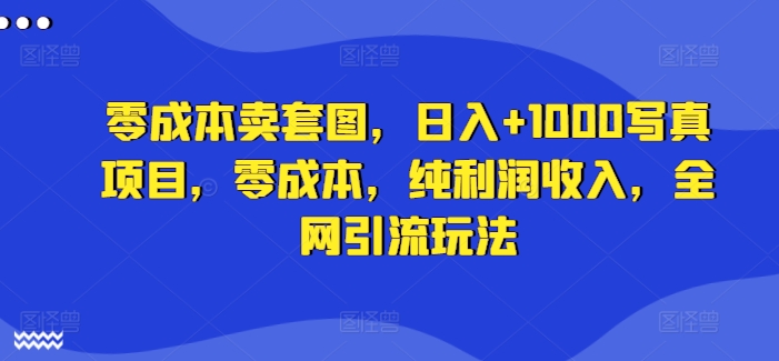 零成本卖套图，日入+1000写真项目，零成本，纯利润收入，全网引流玩法-私藏资源社