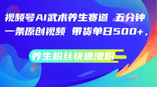 视频号AI武术养生赛道，五分钟一条原创视频，带货单日几张，养生粉丝快速涨粉【揭秘】-私藏资源社