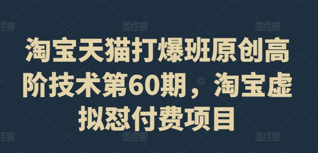 淘宝天猫打爆班原创高阶技术第60期，淘宝虚拟怼付费项目-私藏资源社