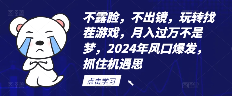 不露脸，不出镜，玩转找茬游戏，月入过万不是梦，2024年风口爆发，抓住机遇【揭秘】-私藏资源社