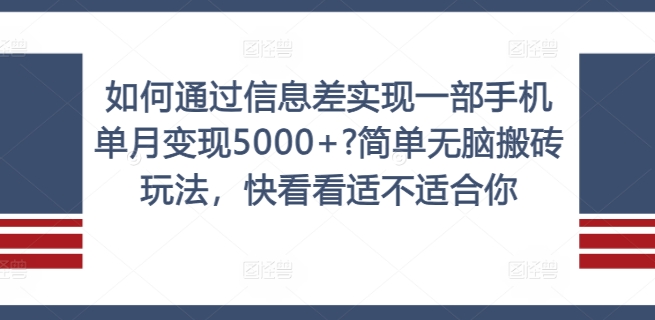 如何通过信息差实现一部手机单月变现5000+?简单无脑搬砖玩法，快看看适不适合你【揭秘】-私藏资源社