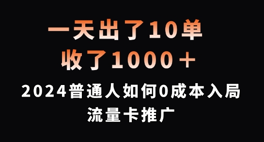 一天出了10单，收了1000+，2024普通人如何0成本入局流量卡推广【揭秘】-私藏资源社