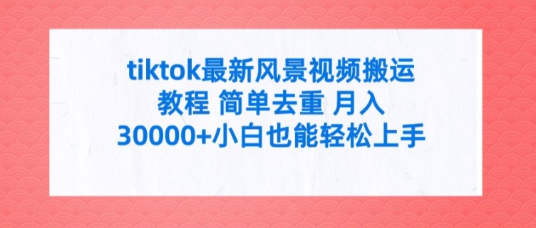 tiktok最新风景视频搬运教程 简单去重 月入3W+小白也能轻松上手【揭秘】-私藏资源社