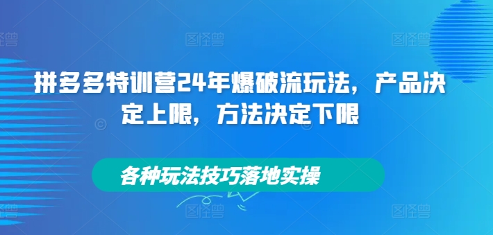 拼多多特训营24年爆破流玩法，产品决定上限，方法决定下限，各种玩法技巧落地实操-私藏资源社