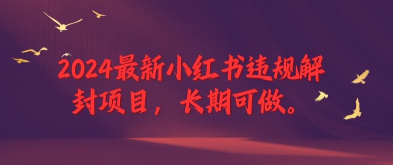 2024最新小红书违规解封项目，长期可做，一个可以做到退休的项目【揭秘】-私藏资源社