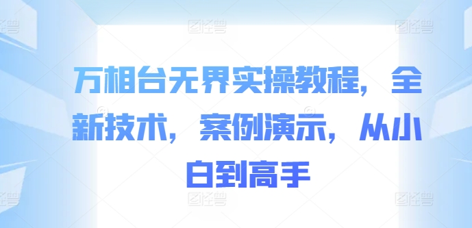 万相台无界实操教程，全新技术，案例演示，从小白到高手-私藏资源社