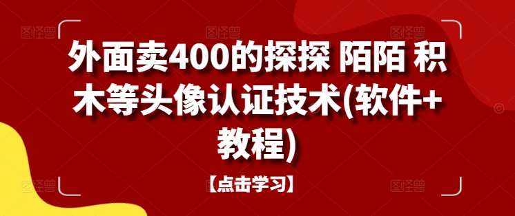 外面卖400的探探 陌陌 积木等头像认证技术(软件+教程)-私藏资源社