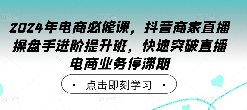 2024年电商必修课，抖音商家直播操盘手进阶提升班，快速突破直播电商业务停滞期-私藏资源社