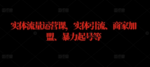 实体流量运营课，实体引流、商家加盟、暴力起号等-私藏资源社